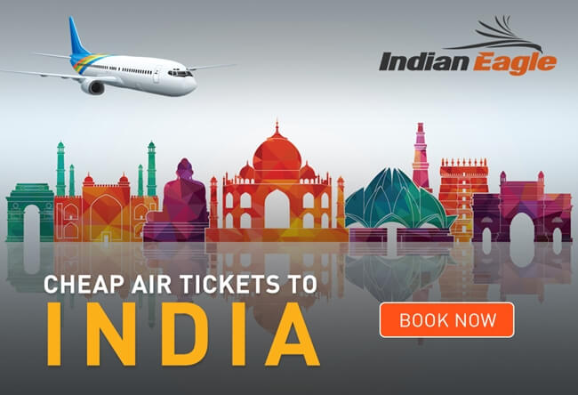 Indian Eagle discount fares, cheap flight tickets India, direct flights to India