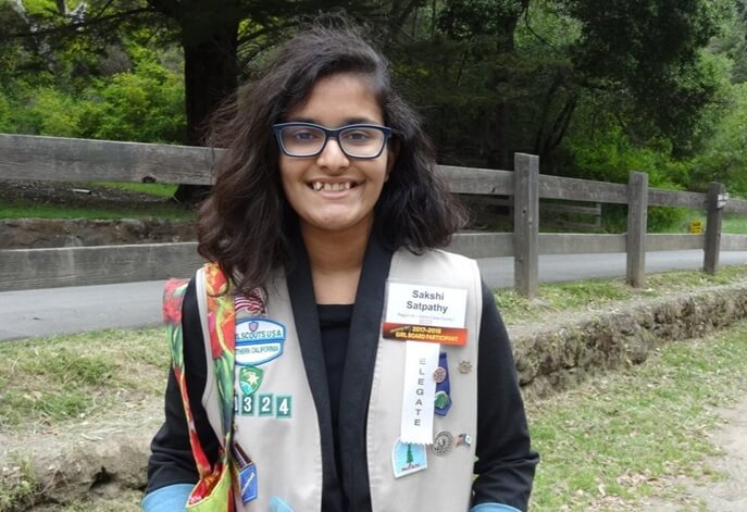 girl scout Sakshi satpathy, Indian American girl scouts, National gold award 2018, California Indians, Young Indians America, child marriage USA