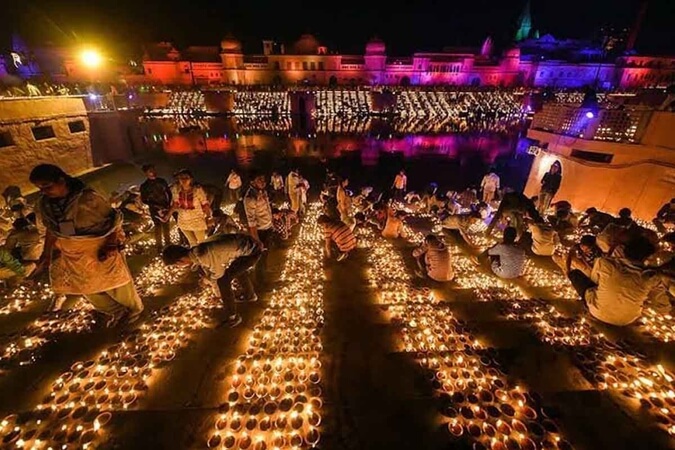 India Enters Guinness Book of World Records for Largest Display of Oil Lamps in Ayodhya This Diwali