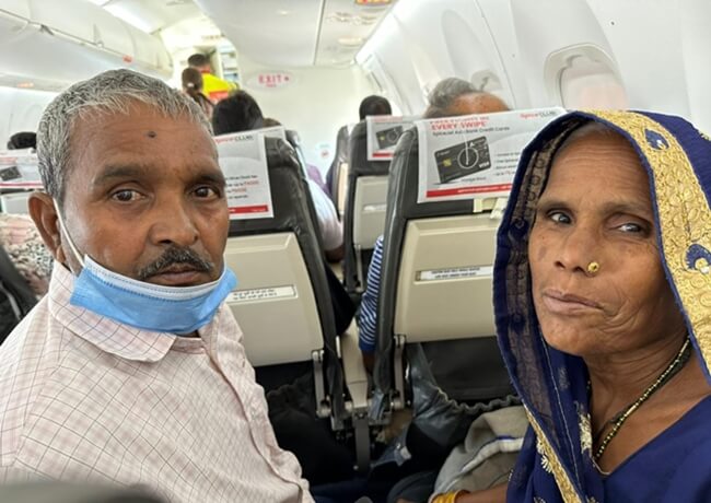 A Man Turns First Flight of Unaccompanied Elderly Couple from Rural India the Best Flight for Them