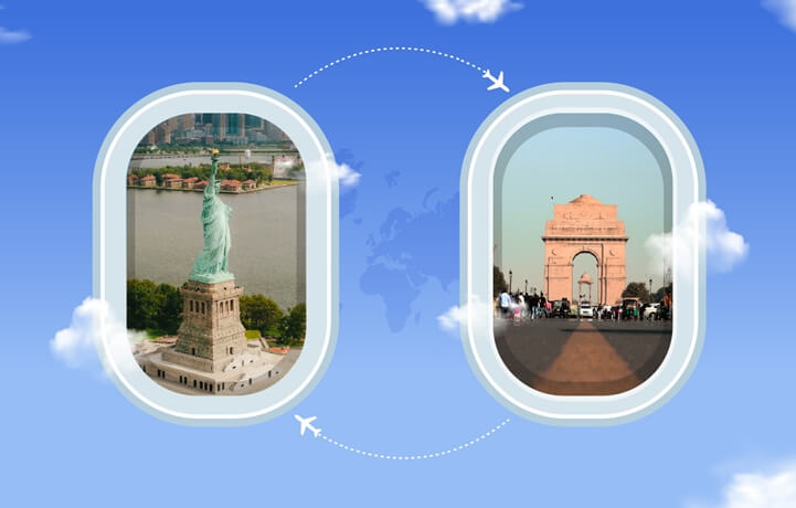 What Routes between USA and India have Nonstop Flights in 2023 and 2024?