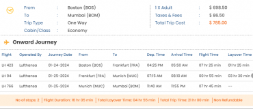 travel itinerary lufthansa