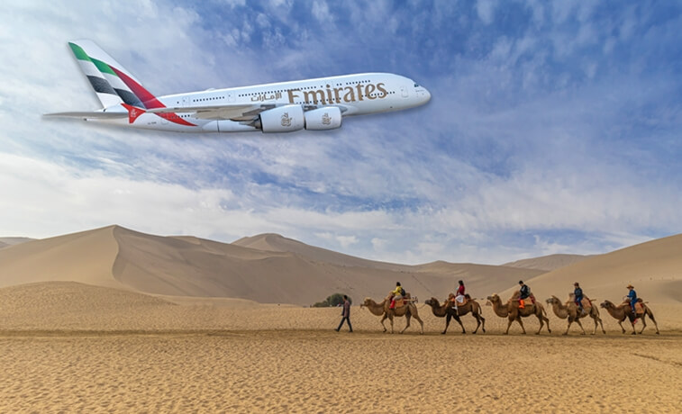 Emirates cheap flight tickets, Indian Eagle best fare deals, Emirates' pre-approved visa on arrival, discount deals on Emirates flights USA/India 