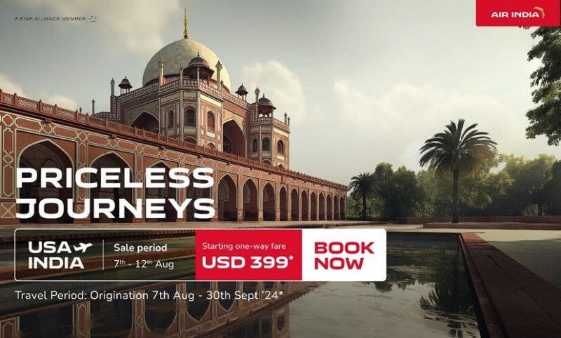 Air India Flights Sale: Book Your Travel from USA to India at Fares Starting as Low as $399