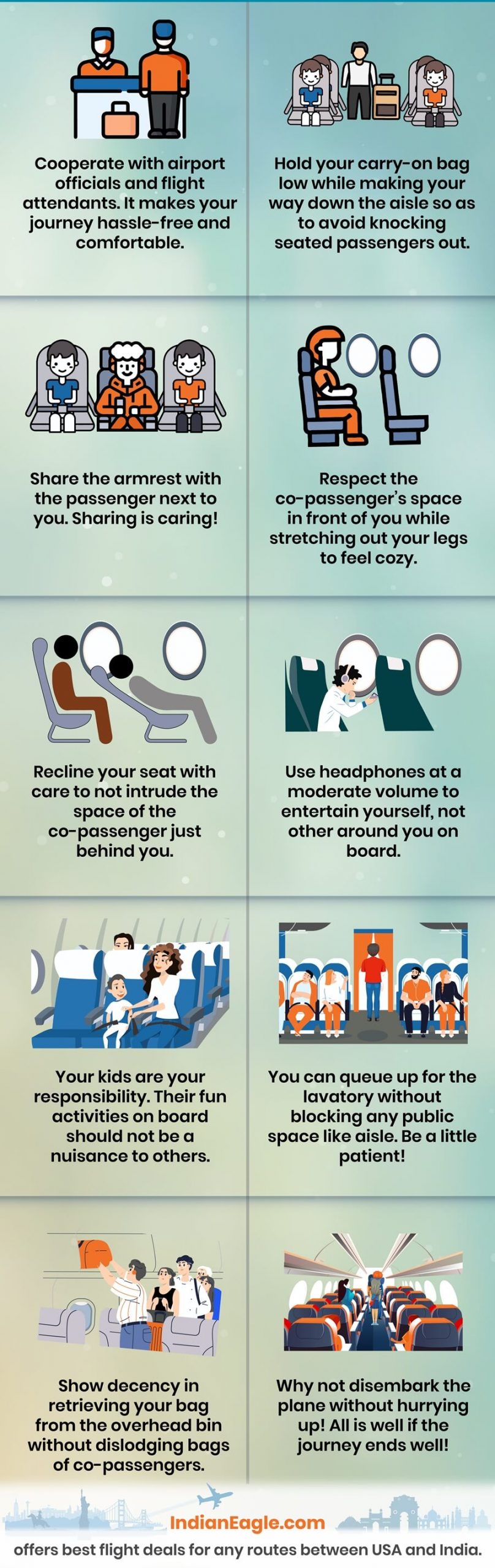 air travel etiquette rules, inflight etiquette for passengers, air travel tips