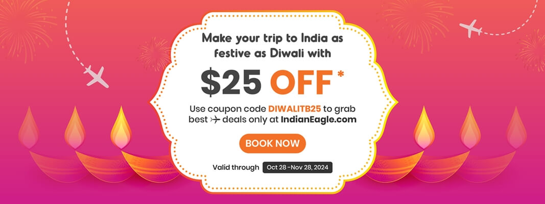 Indian Eagle Travel Diwali offer, Indian Eagle cheap flight deals, USA to India flight discounts
