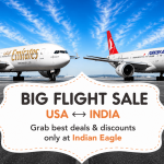 Indian Eagle discount coupons, Indian Eagle discount offer, cheap Indian Eagle deals, Emirates flight discount, TK flights sale, cheap flight tickets USA to India, summer 2026 flight sale online