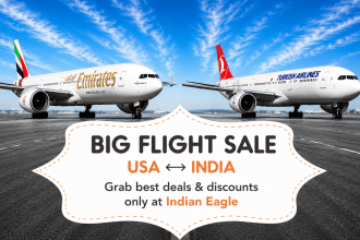 Indian Eagle discount coupons, Indian Eagle discount offer, cheap Indian Eagle deals, Emirates flight discount, TK flights sale, cheap flight tickets USA to India, summer 2026 flight sale online