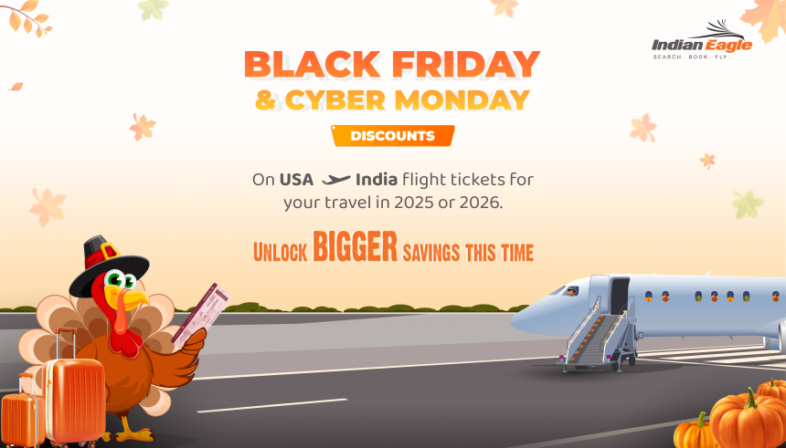 Indian Eagle flight discount, Indian Eagle Black Friday flight deals, Indian Eagle Cyber Monday flight sale, Indian Eagle Thanksgiving offer