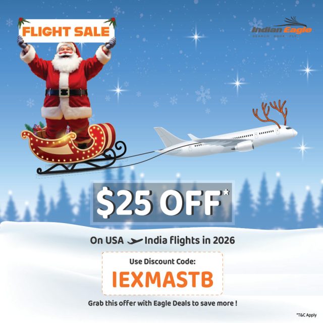 Indian Eagle discount coupons, Indian Eagle best deals, US to India flight discount offers