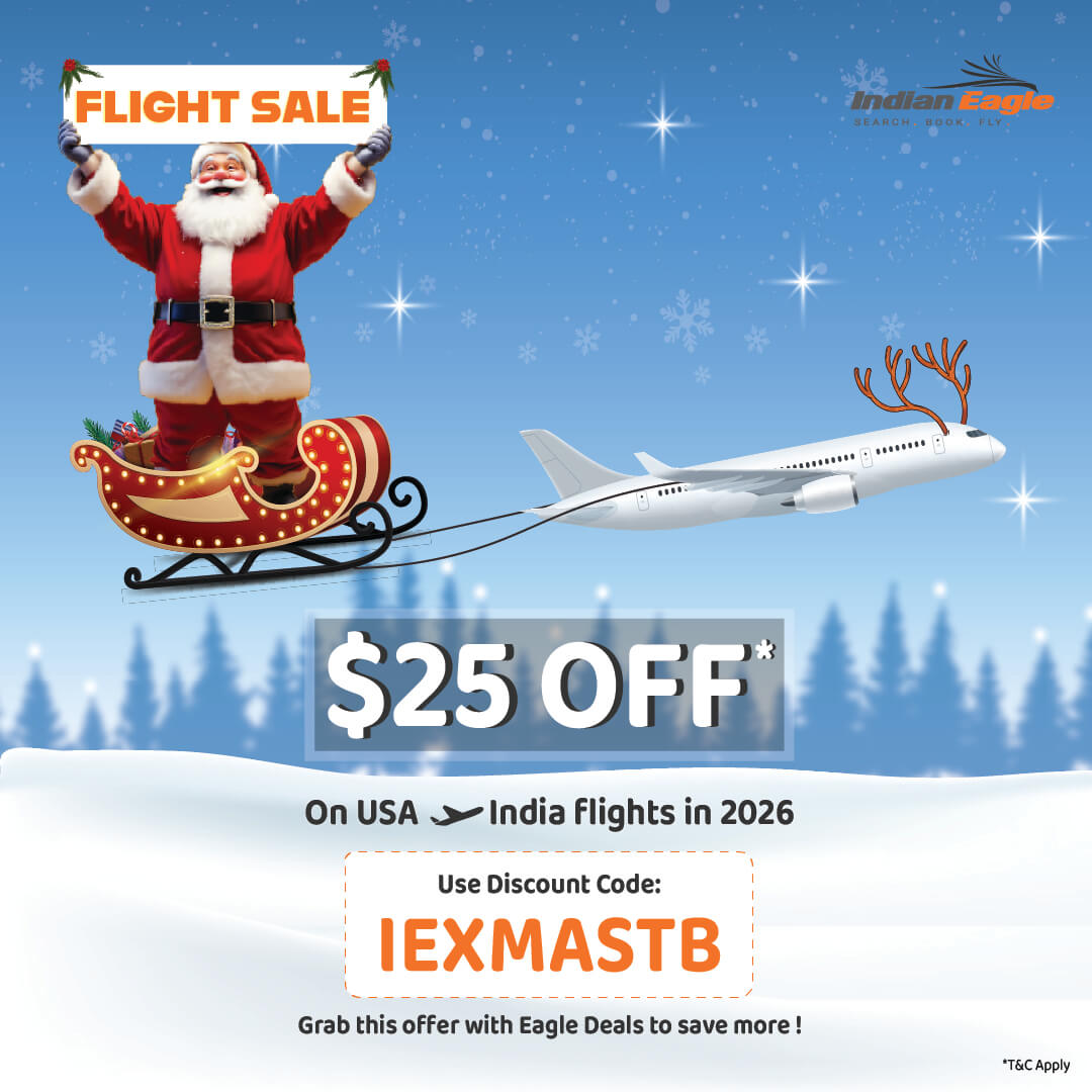 Indian Eagle discount coupons, Indian Eagle best deals, US to India flight discount offers