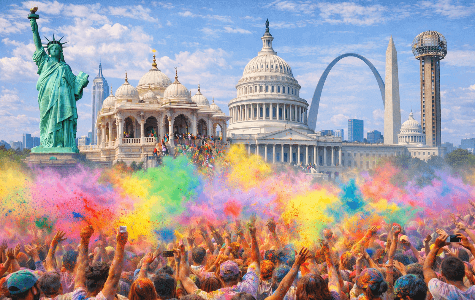 Holi events USA, USA Holi festival 2026, best places for Holi celebrations USA