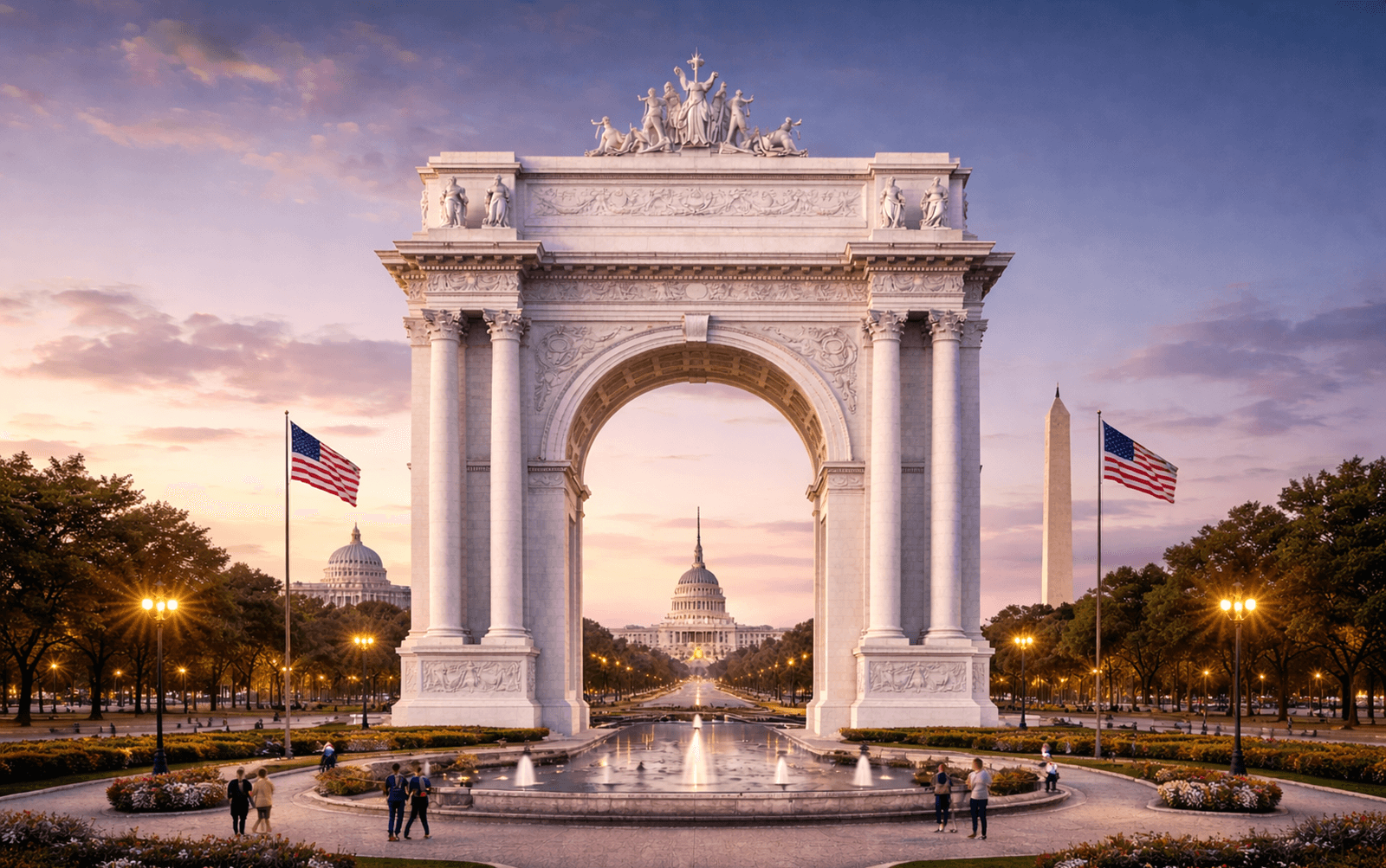 Trump arch, Washington DC arch, Independence Arch USA, Trump news