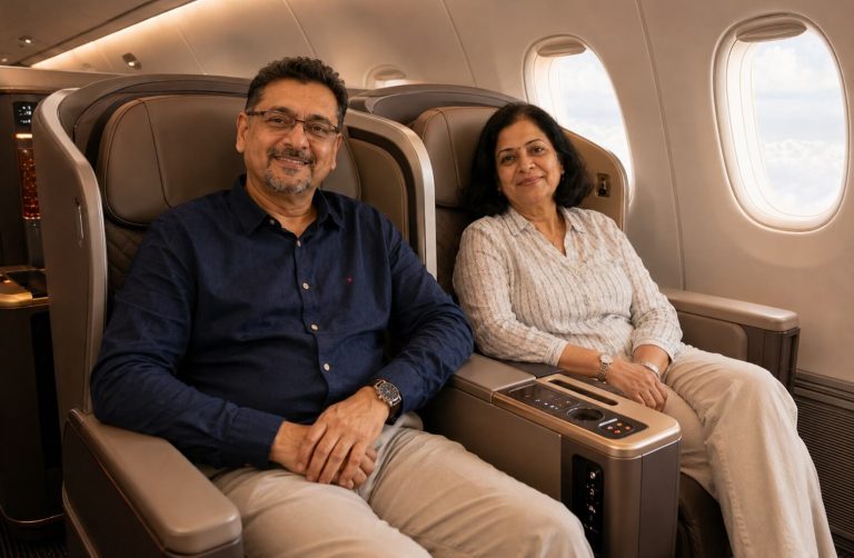 best flights to USA for senior citizens, cheap business flight tickets to India for Indian parents, benefits of booking business class flights for parents
