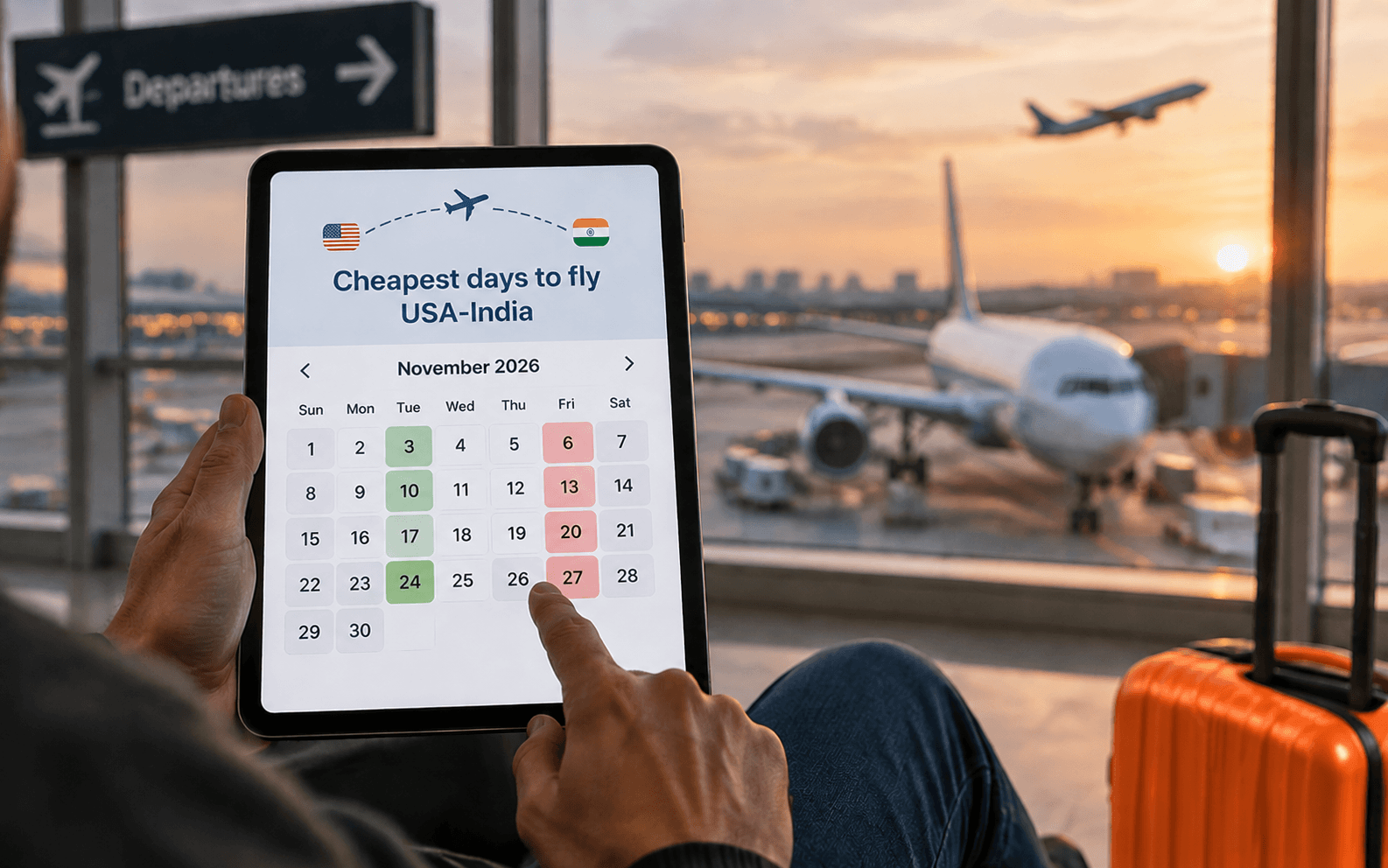 cheapest days to fly, cheapest days to travel US to India, best days to book flight tickets, best Indian Eagle deals, winter travel 2026