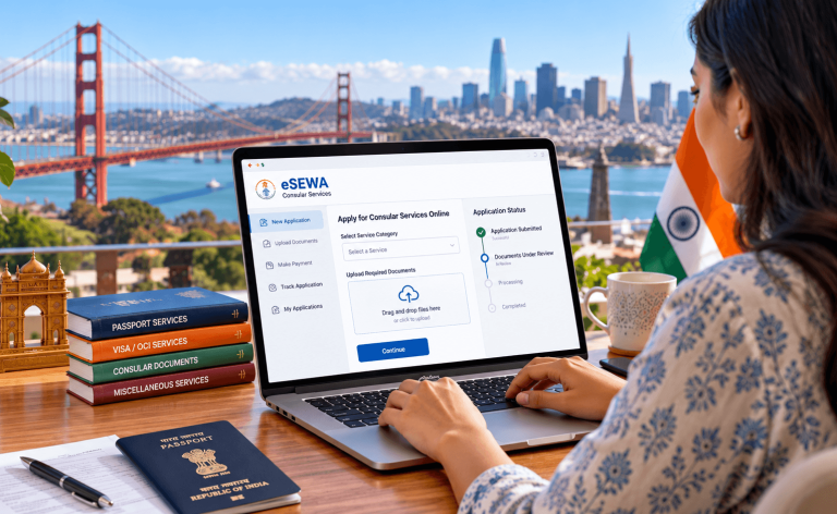 Indian missions in USA, Indian Consulate San Francisco news, eSEWA for NRIs, online consular services for Indians in USA